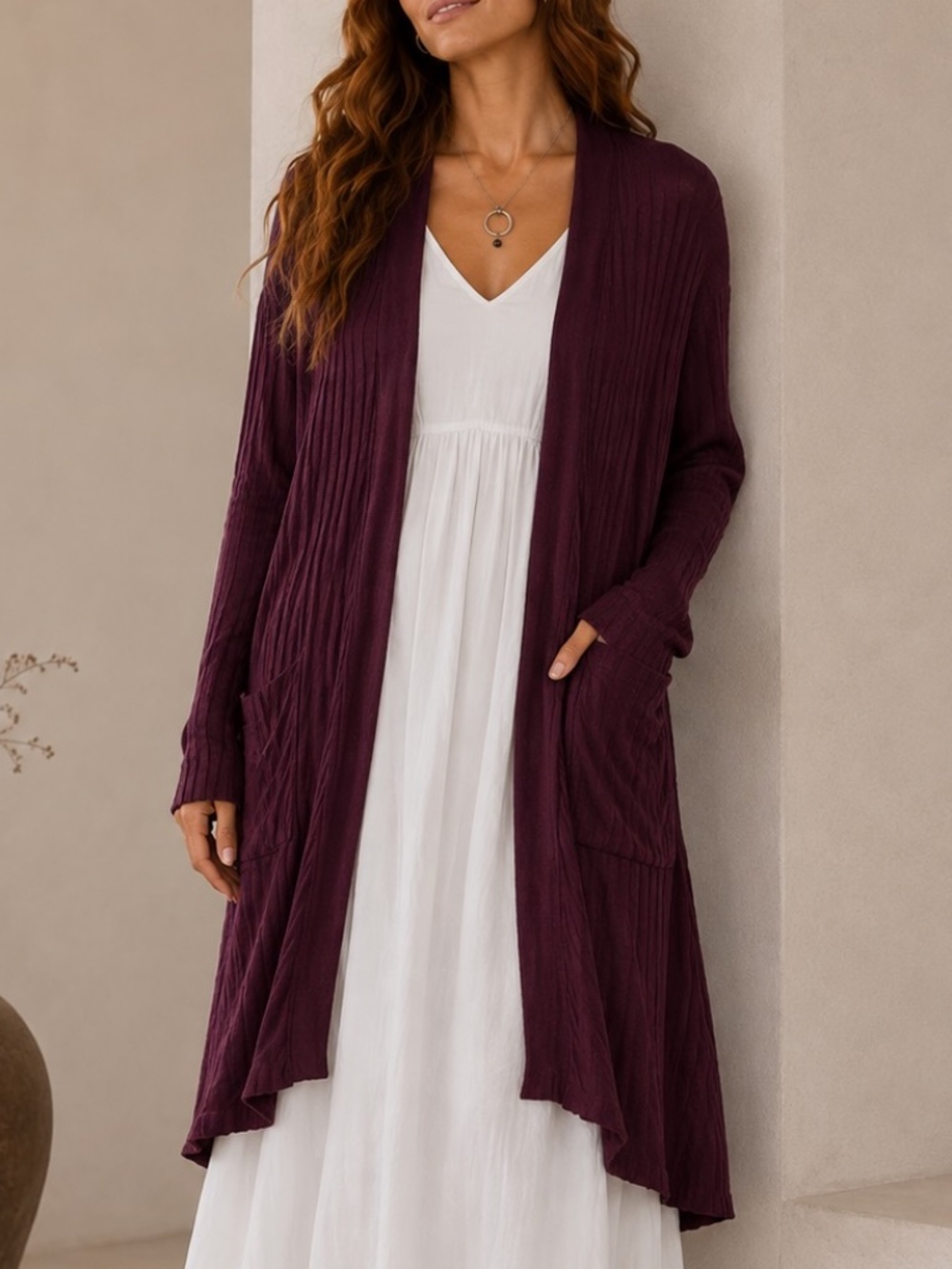 Reitmans Cardigan Sweater Womens Size XL Burgundy Duster Academia Poetcore